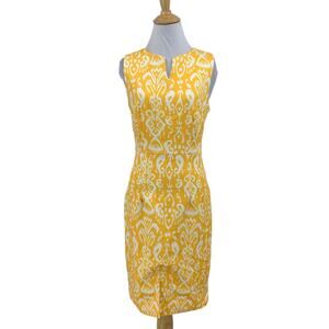Motf Dress Womens S Small Multi Print Notch Neck Split Hem Back Zip Lined Sheath